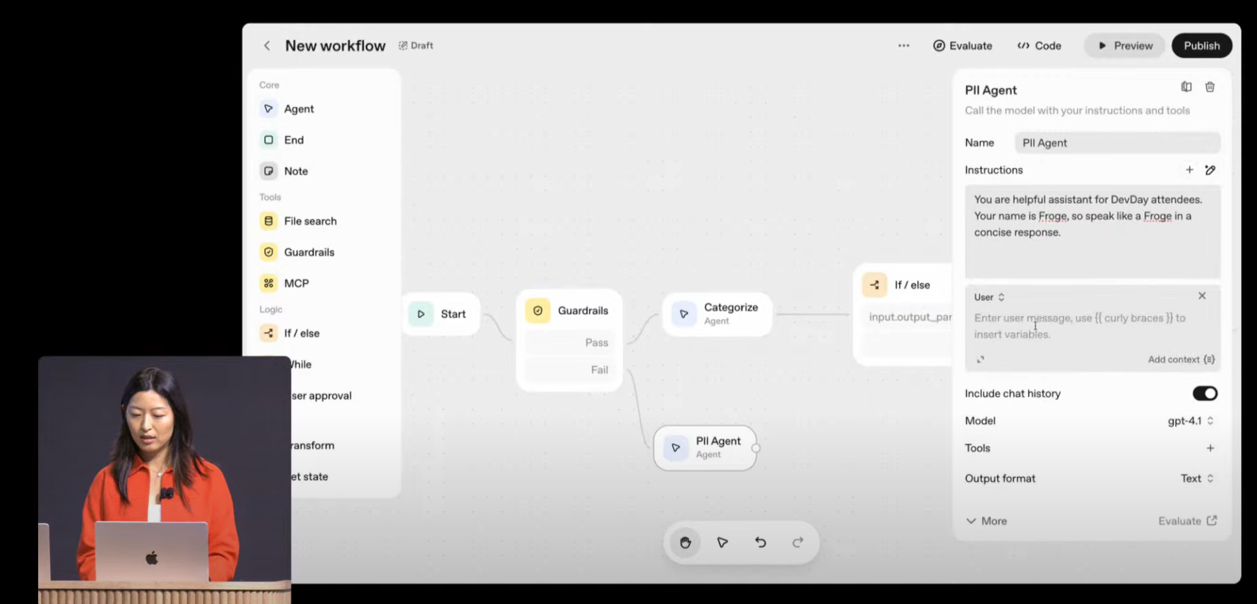 AgentKit visual workflow builder